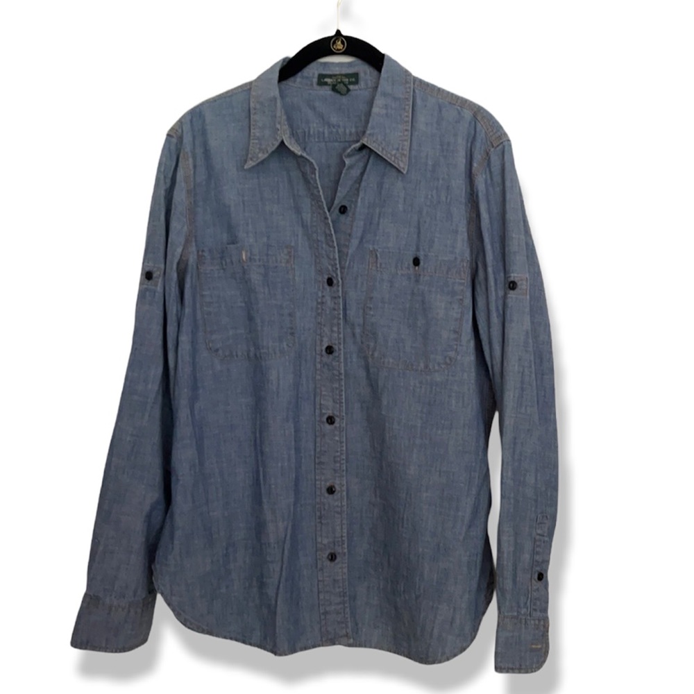 LRL Ralph Lauren Chambray Denim Button-Down Shirt Blue